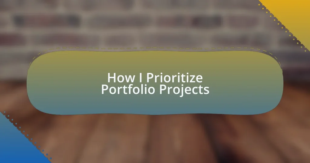 How I Prioritize Portfolio Projects